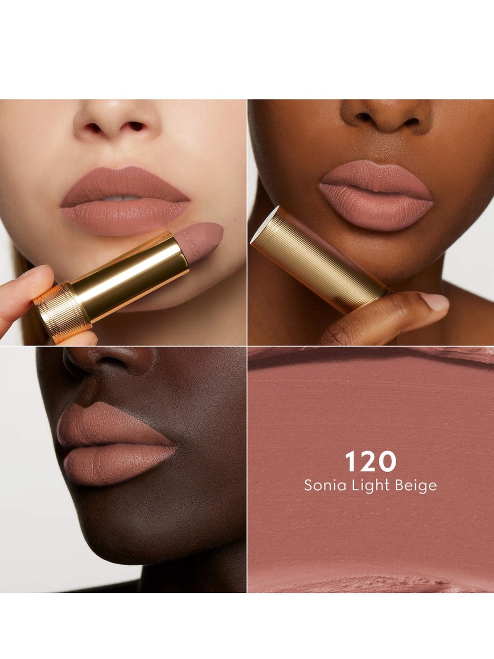 Gucci Velvet Matte Lipstick #120 Sonia Light Beige (Soft Muted Beige)